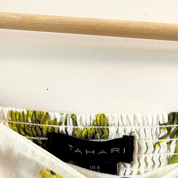 Tahari Pineapple Linen Blend Vintage Straples Midi  Dress - Picture 3 of 16